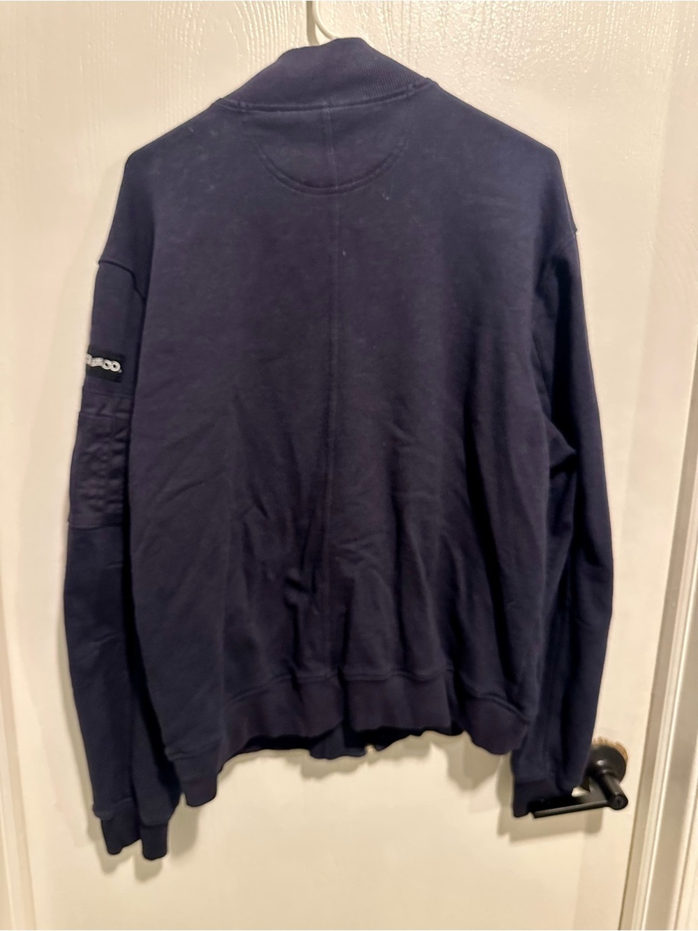 Frye Navy Ribbed Zip-Up Bomber Jacket - Picture 4 of 5